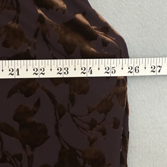 ACOA Y2K Velvet Burnout Blouse Brown Floral Button Front Long Sleeve L - Picture 6 of 11